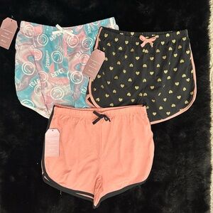 Dream Star Girls 3-Pack Lounge Shorts Set Size L 14 NWT Heart Peace Cotton Sleep